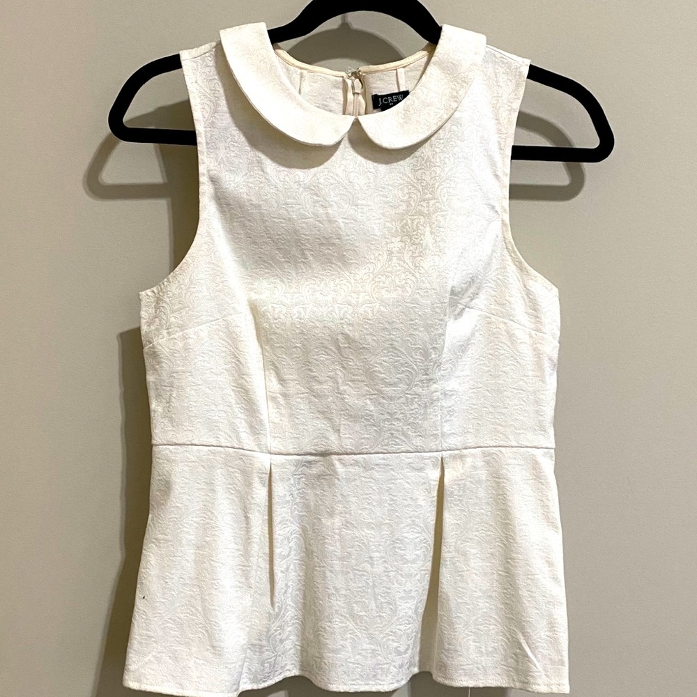 Peplum Jacquard Top with Collar